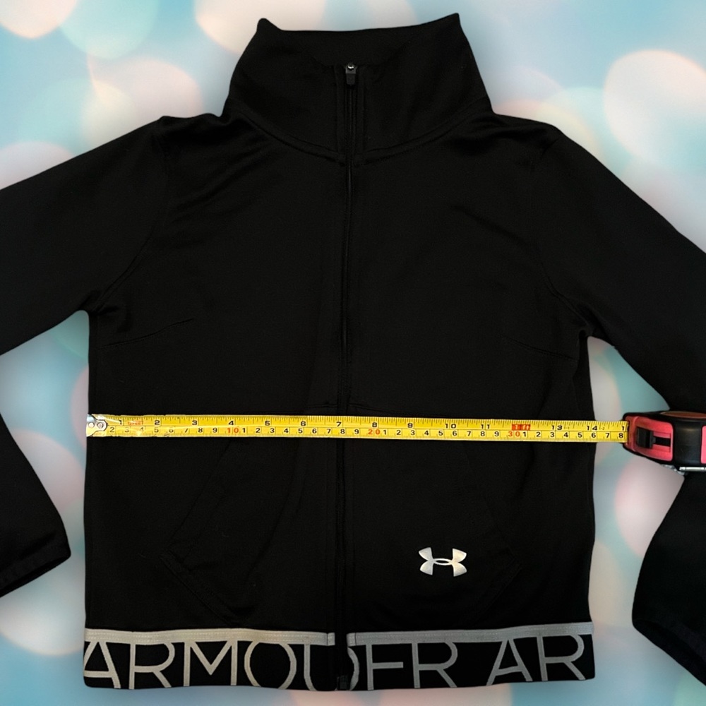 Under Armour Boy’s Black Gray Athletic Zip Sweatshirt Size S - Picture 4 of 5